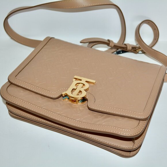 NWT BURBERRY CROSSBODY CALFSKIN EMBOSSED MONOGRAM MEDIUM TB BAG - Picture 8 of 12